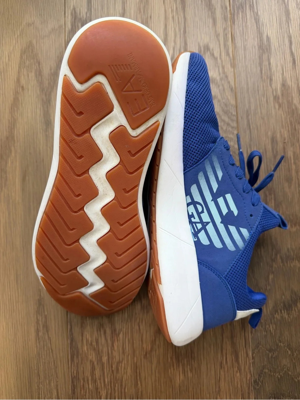 Emporio Armani Royal Blue Mesh Athletic Sneakers with White Soles | Size M9